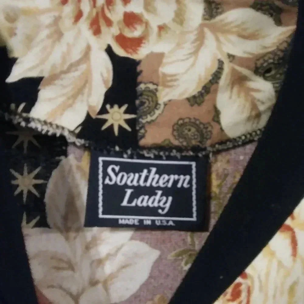 Southern Lady Vintage Patchwork Floral Leopard Bomber Jacket Brown Black XL
